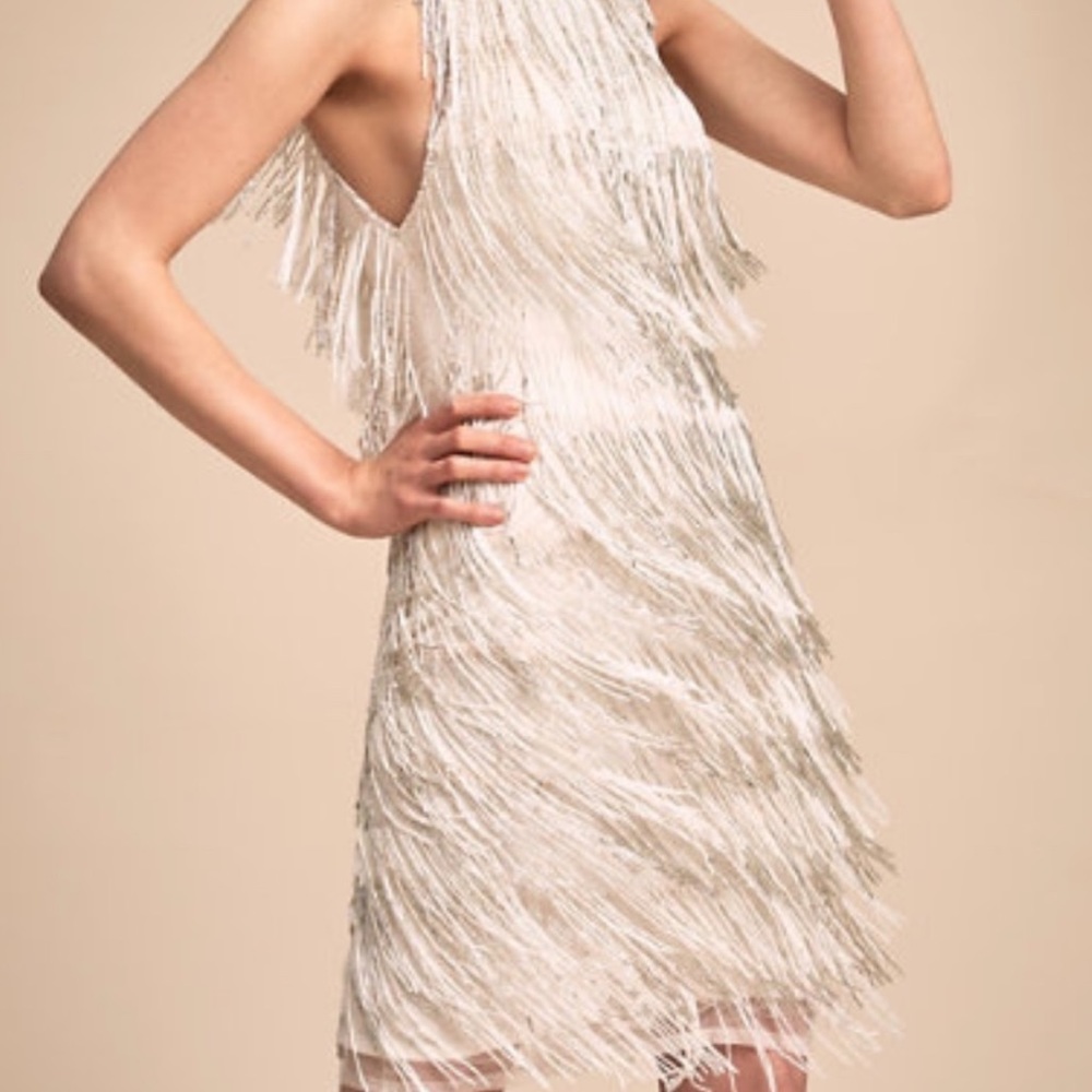 NWT MAC DUGGAL BEADED FRINGE DRESS